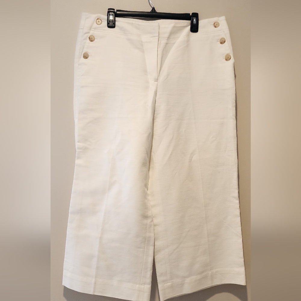 Ann Taylor LOFT Classic White Cream Wide Leg Crop Pants